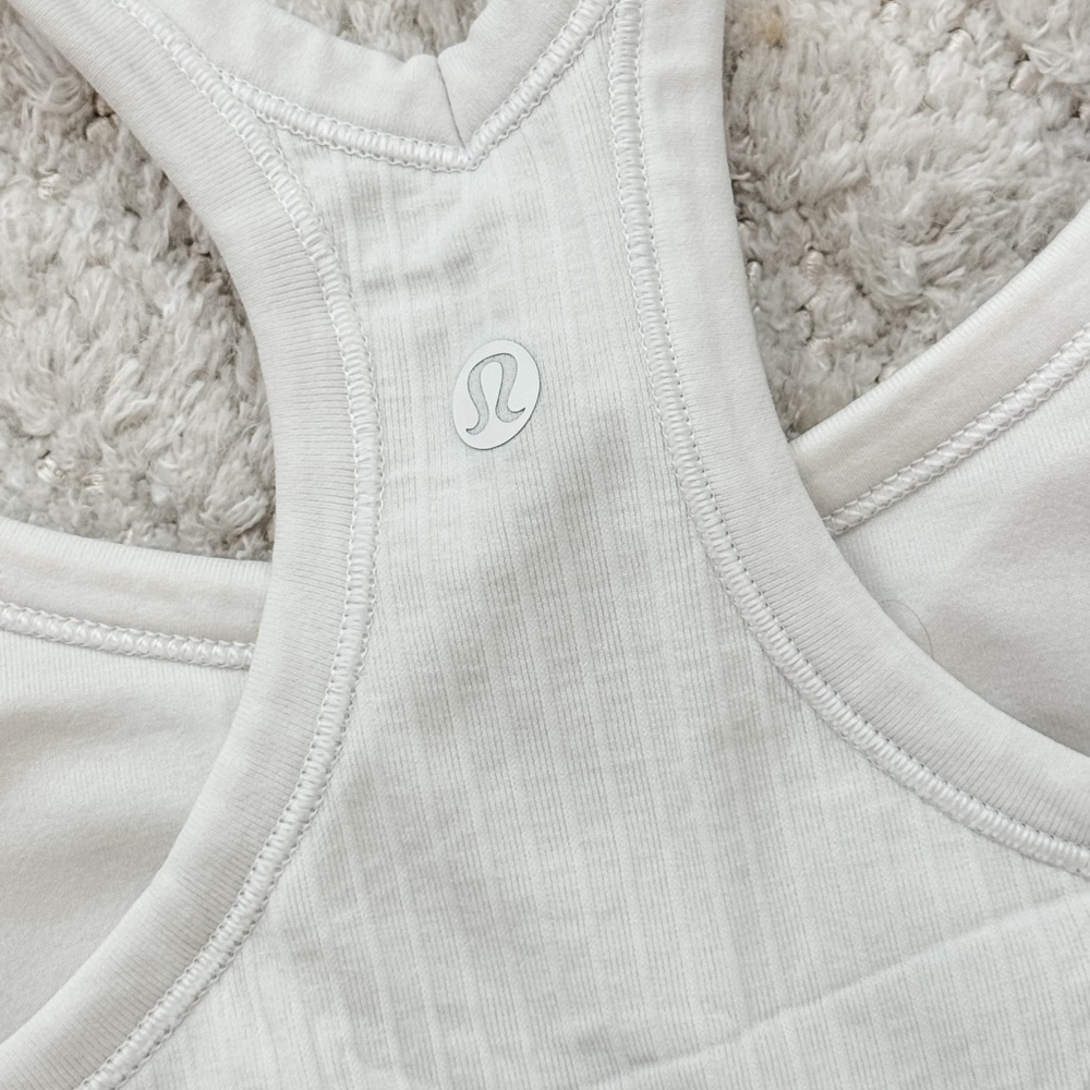 lululemon White Ribbed Ebb to Steet Tank Top - Size 8 - Picture 3 of 5